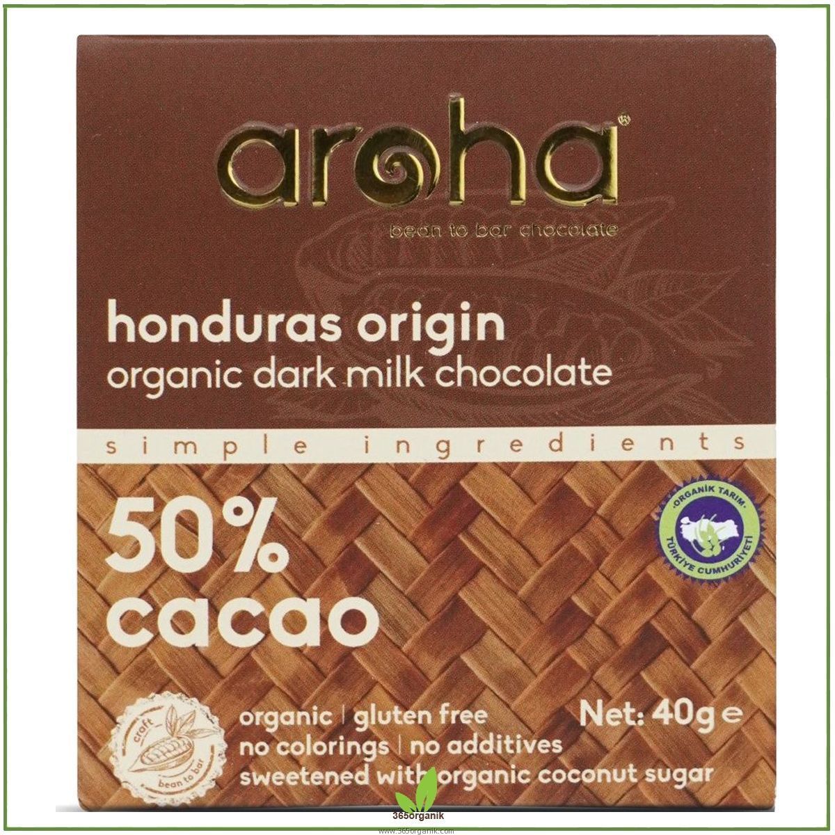 Aroha Organik Sütlü Çikolata - %50 Kakao - 40 Gr | Aroha | Organik Çikolatalar | 
