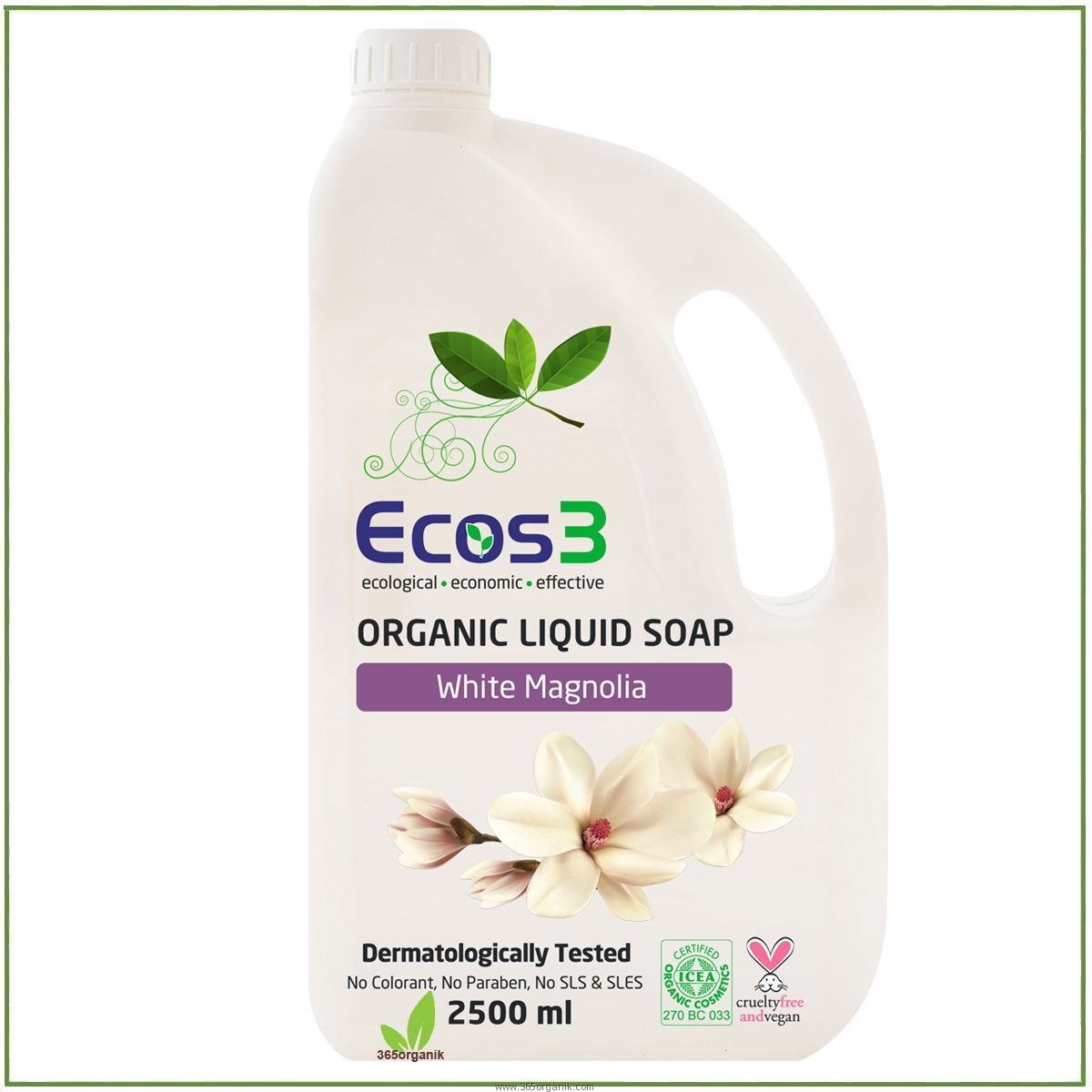 ECOS3 Organik Sıvı Sabun Beyaz Manolya 2500 ml | ECOS3 | Organik Sabun ve Organik Duş Jeli | 