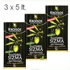 Kroisos Organik Zeytinyağı 3x5 Lt Teneke Ambalaj